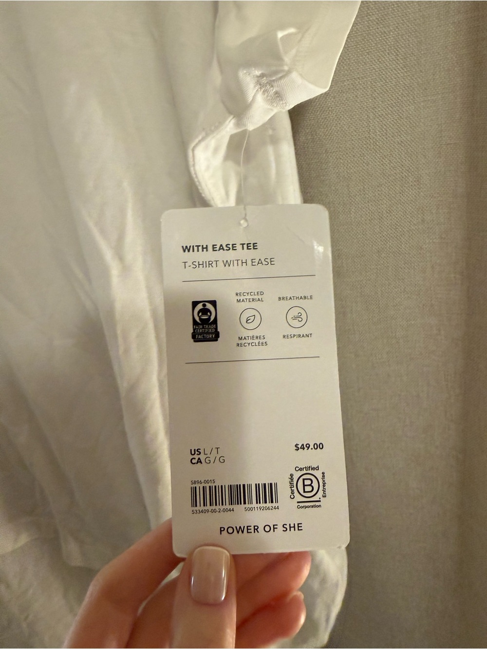 NWT Athleta White With Ease Tee Large Tall - Picture 2 of 4